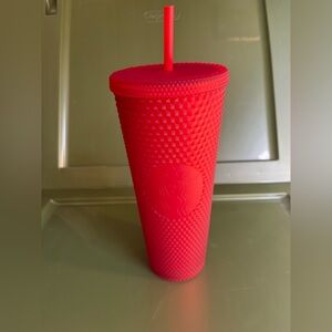 Starbucks Scarlet Textured Tumbler with Straw and Twist on Lid Limited Edition